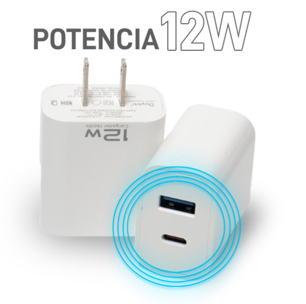 CLAVIJA DE 12W USB Y TIPO C CAR-321