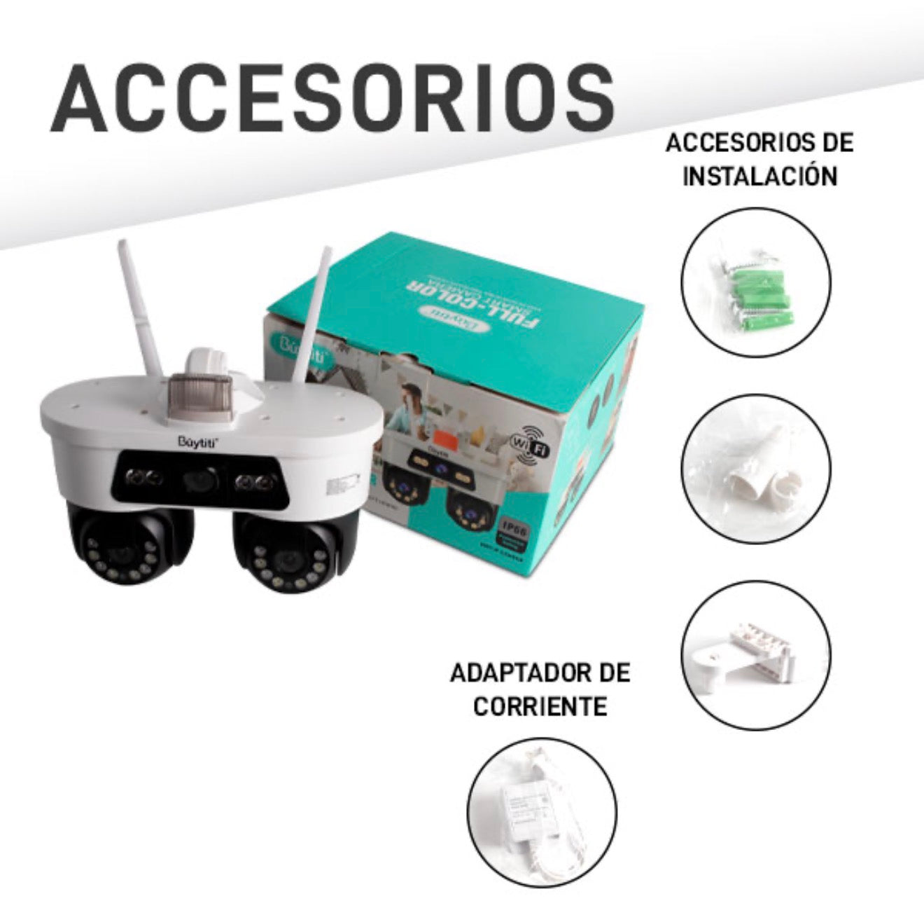 Cámara de seguridad doble para interiores con WIFI y dos antenas