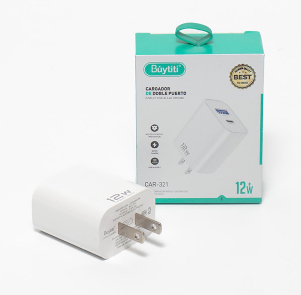CLAVIJA DE 12W USB Y TIPO C CAR-321