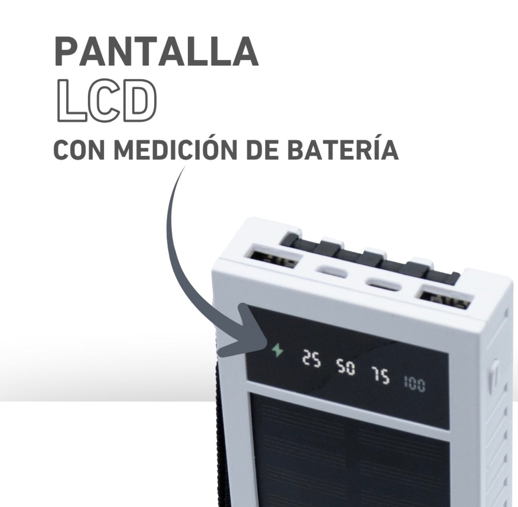 Power bank 4 en 1 de 10,000mAh con panel solar
