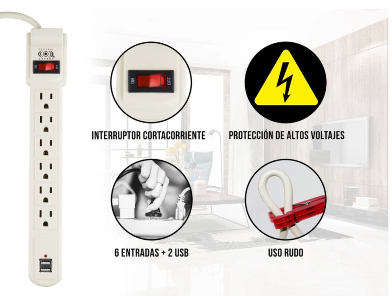 MULTICONTACTO DE 6 ENTRADAS Y USB