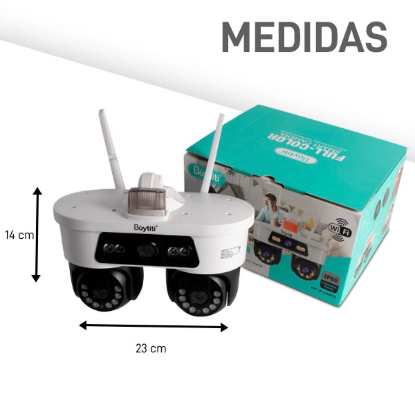 Cámara de seguridad doble para interiores con WIFI y dos antenas