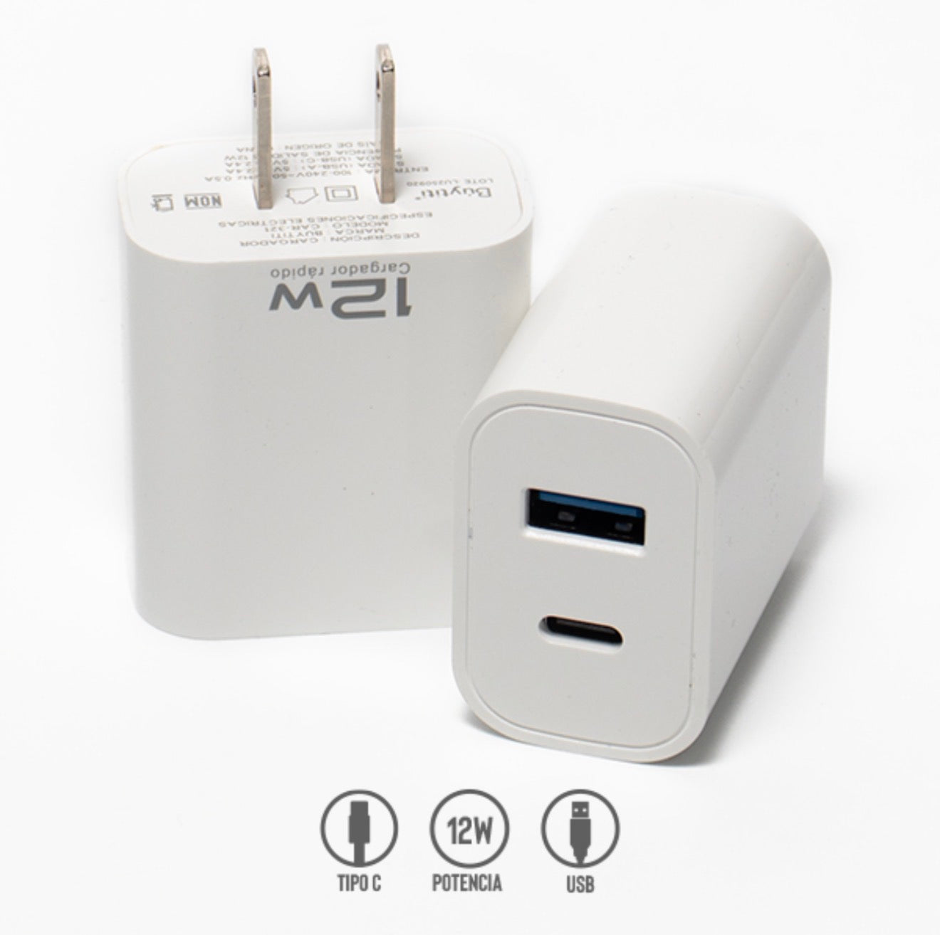 CLAVIJA DE 12W USB Y TIPO C CAR-321