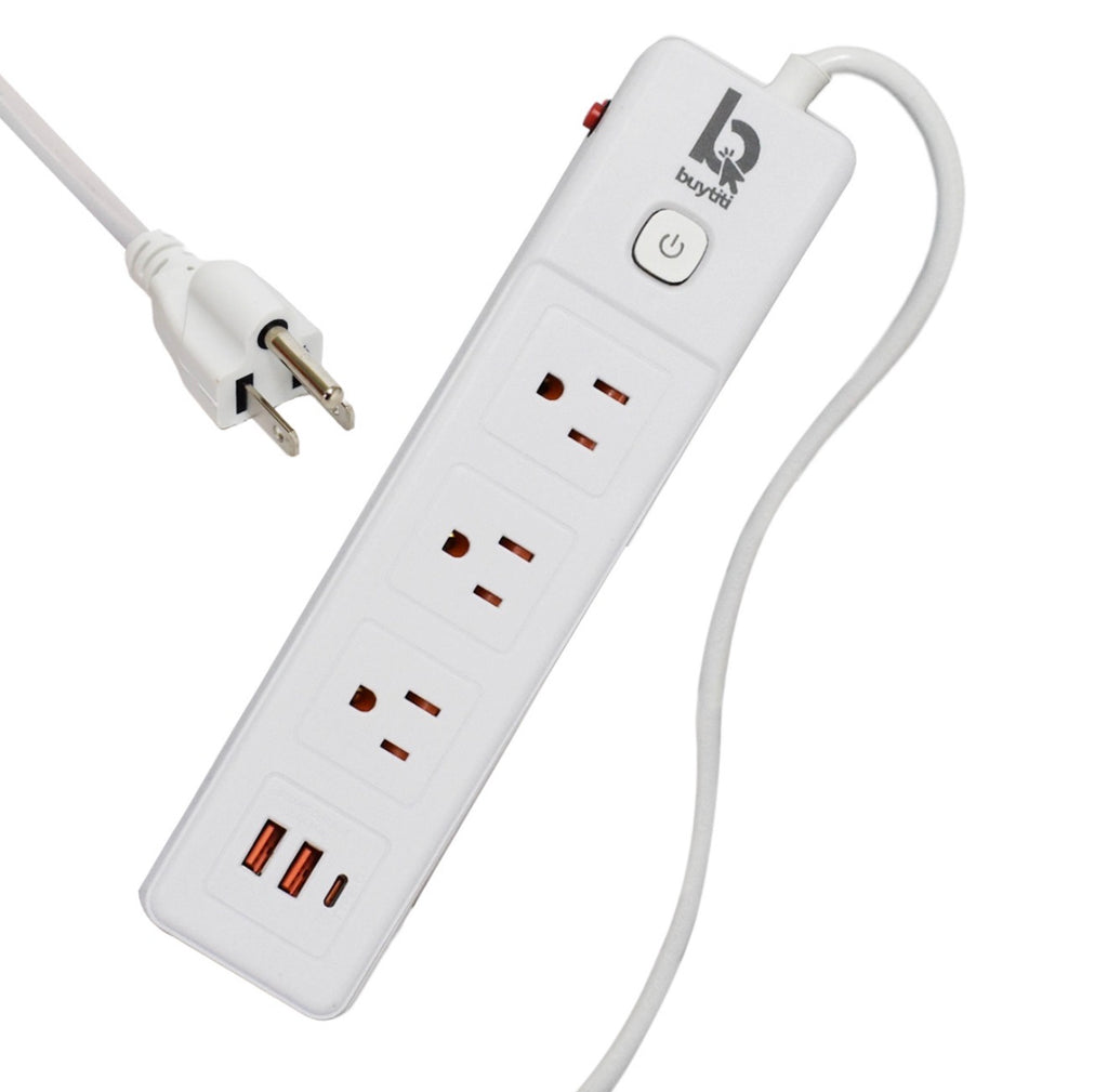 Multicontacto barra 3 enchufes, dos puertos USB y 1 puerto tipo c