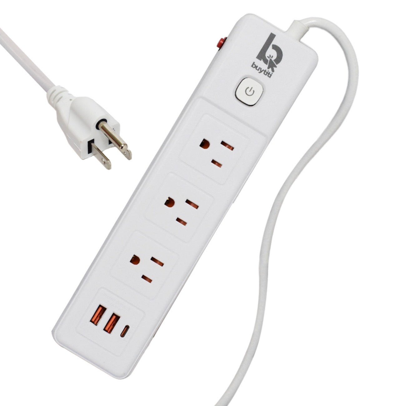 Multicontacto barra 3 enchufes, dos puertos USB y 1 puerto tipo c