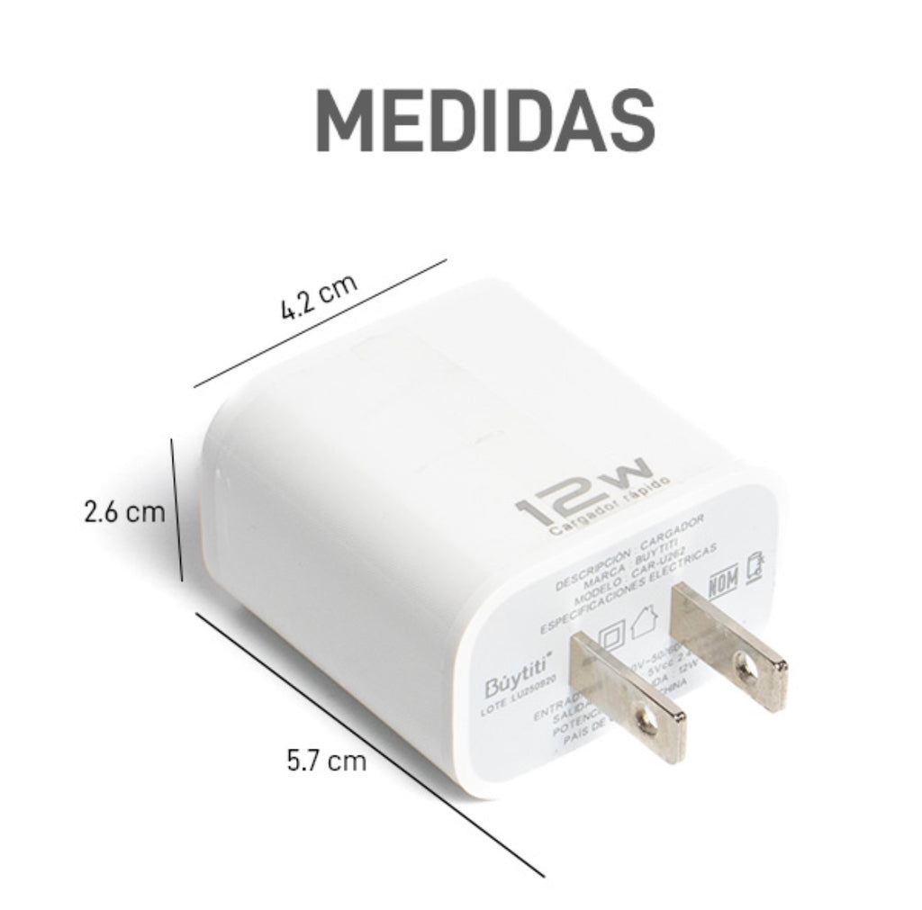 Cargador completo de iphone 12w con puerto usb/Lightning