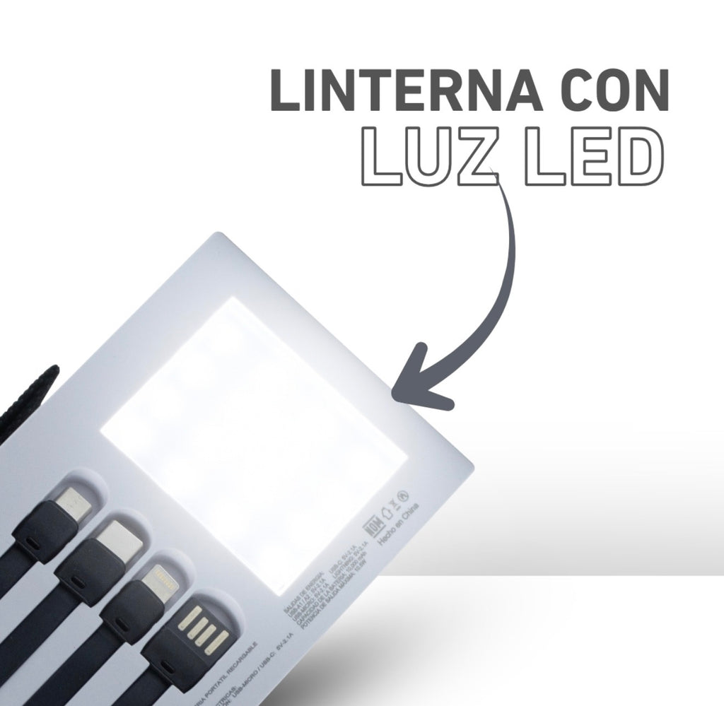 Power bank 4 en 1 de 10,000mAh con panel solar