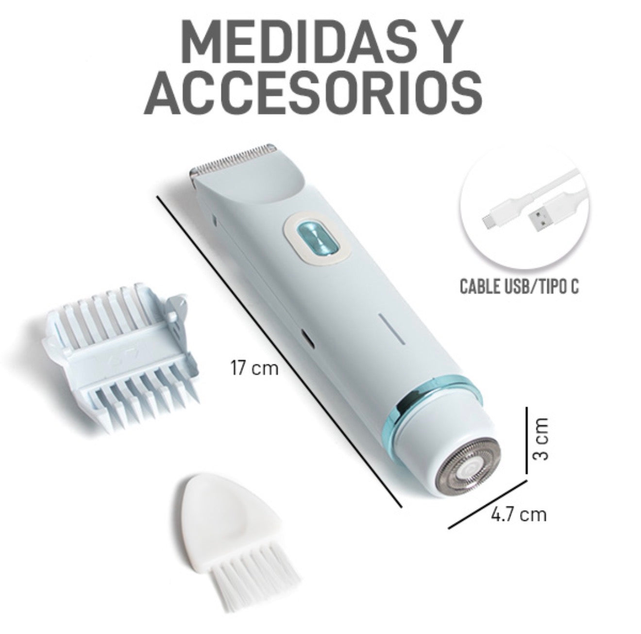 Rasuradora y depiladora eléctrica de doble cabezal