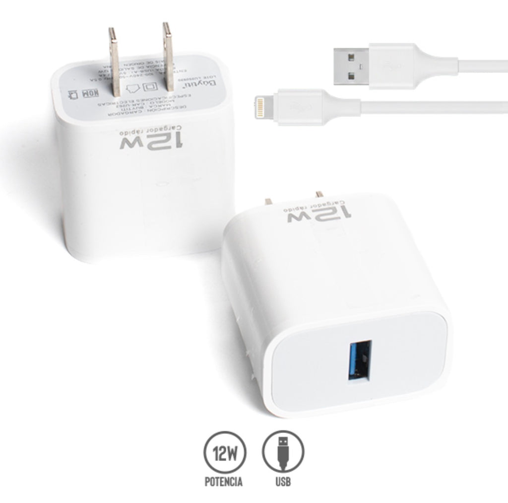 Cargador completo de iphone 12w con puerto usb/Lightning