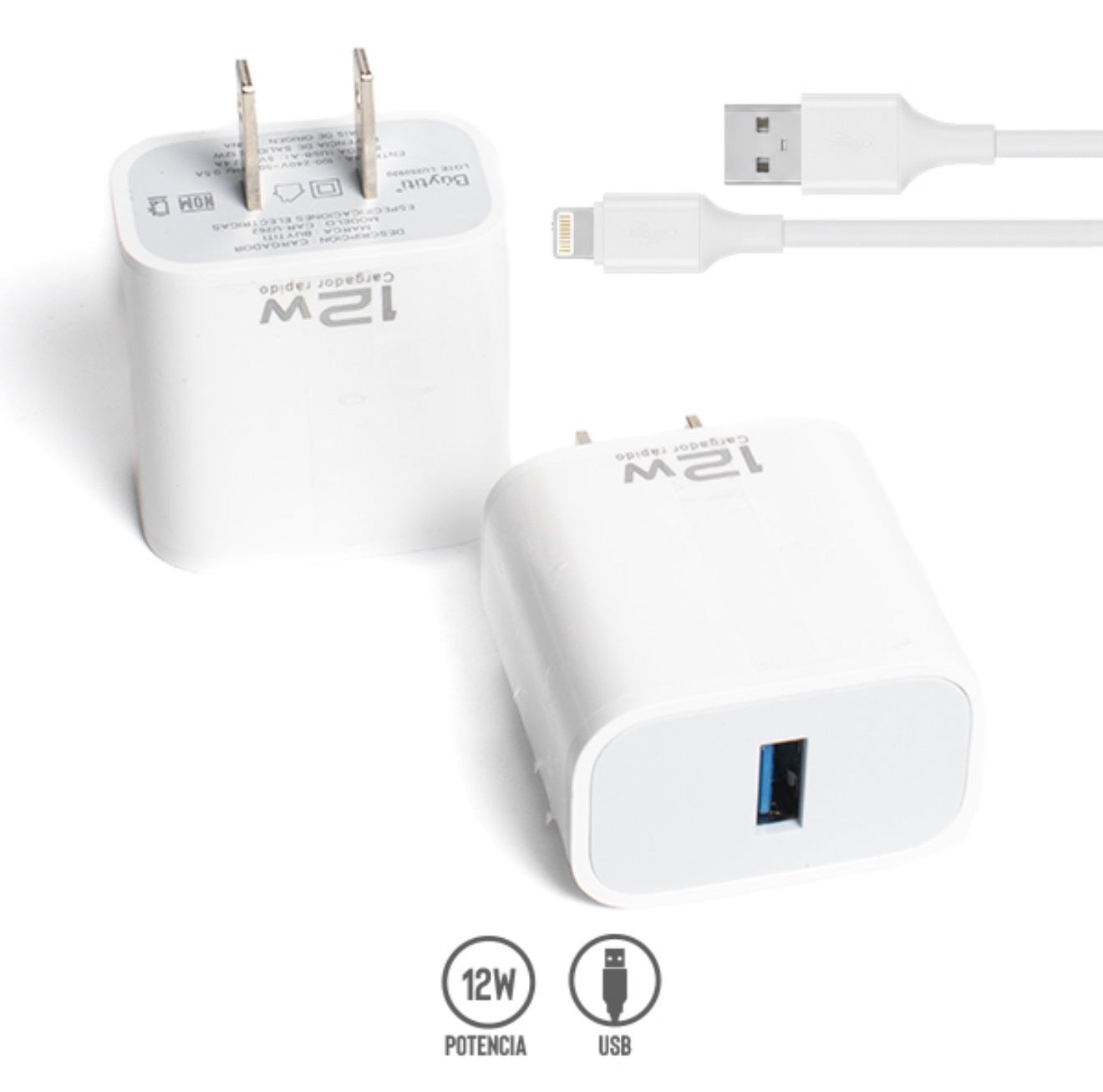 Cargador completo de iphone 12w con puerto usb/Lightning