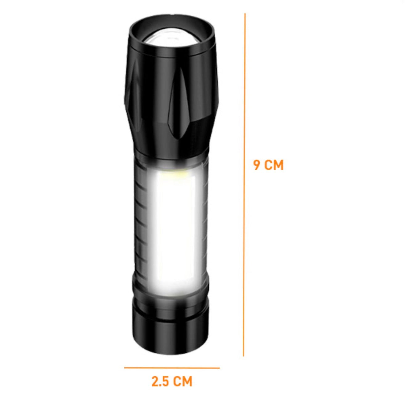MINI LINTERNA RECARGABLE ZOOM CUERPO METAL DE MANO
