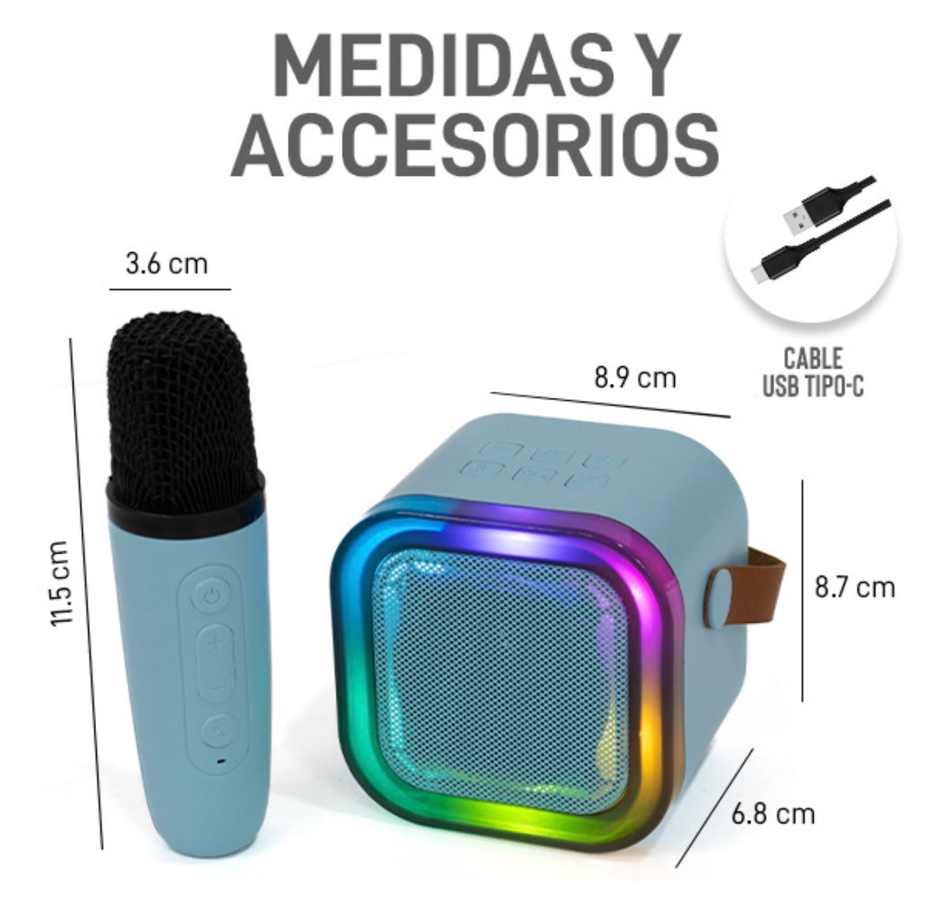 Bocina karaoke Bluetooth y micrófono inalámbrico